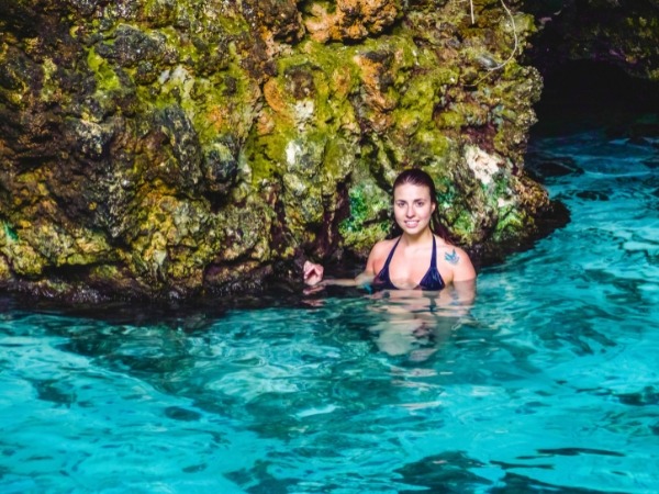 Woman Swimming in Hoyo Azul