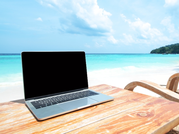 Laptop with Beach View